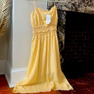 Yellow midi length sun dress